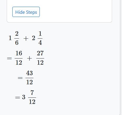 Mixed fraction calculator addition steps