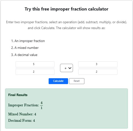 adding improper fraction- solved example