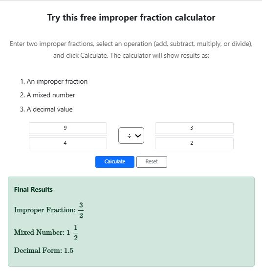 dividing improper fractions -solved example