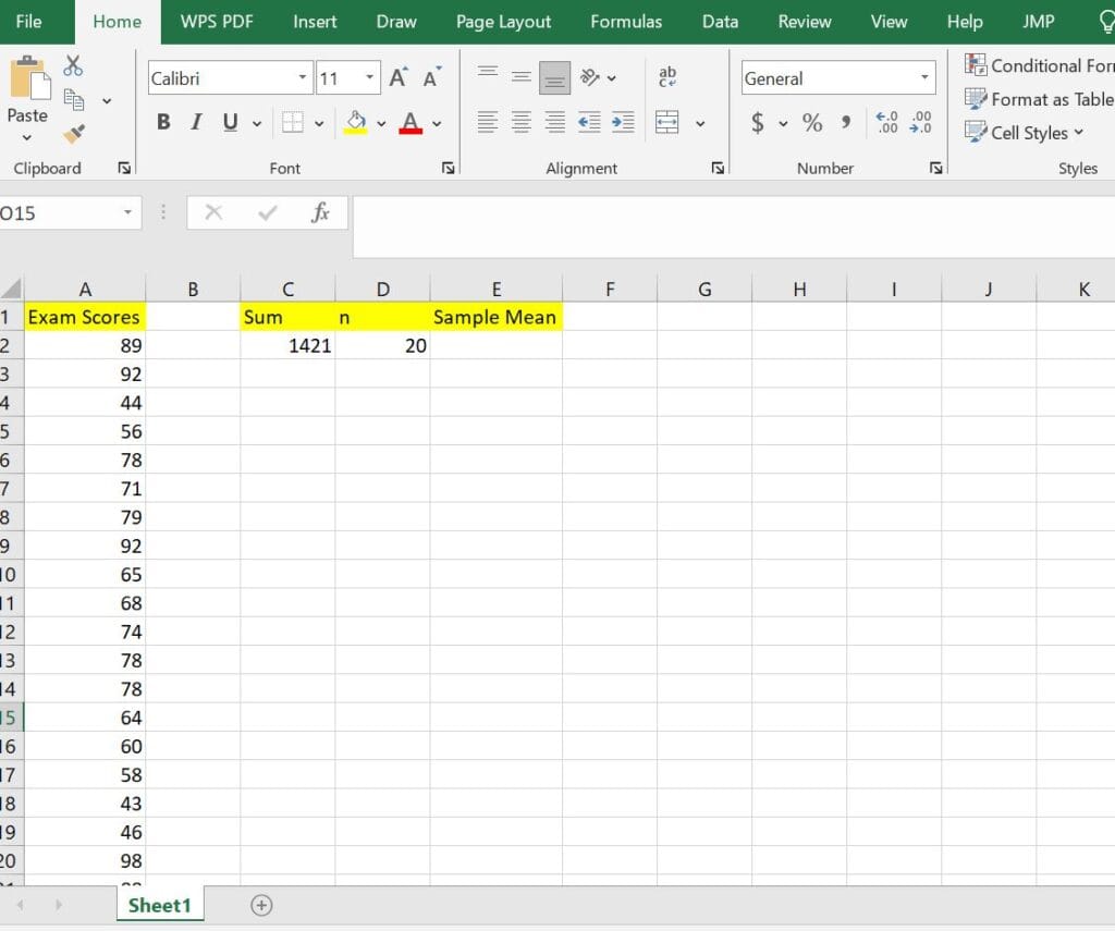 Counting the number of observations in the dataset in excel