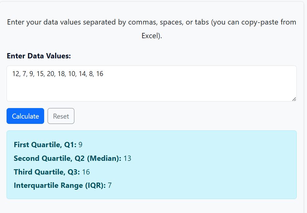 Example 2- Finding Quartiles and IQR using the calculator n is even