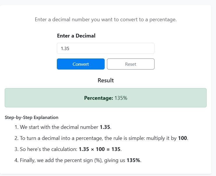 example 3- decimal to percent using the calculator