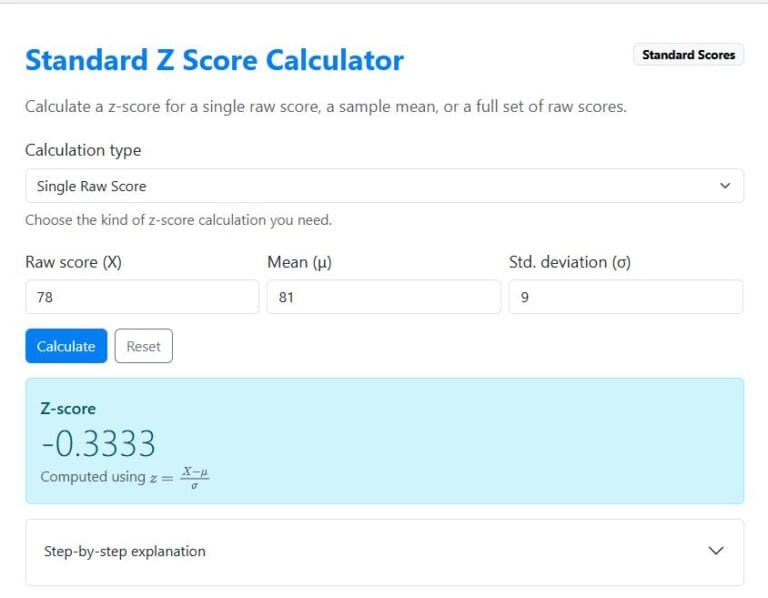 z-score aur data standardization | calculate z-score... Z Score Calculator