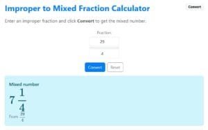 Improper Fraction to Mixed Number Calculator